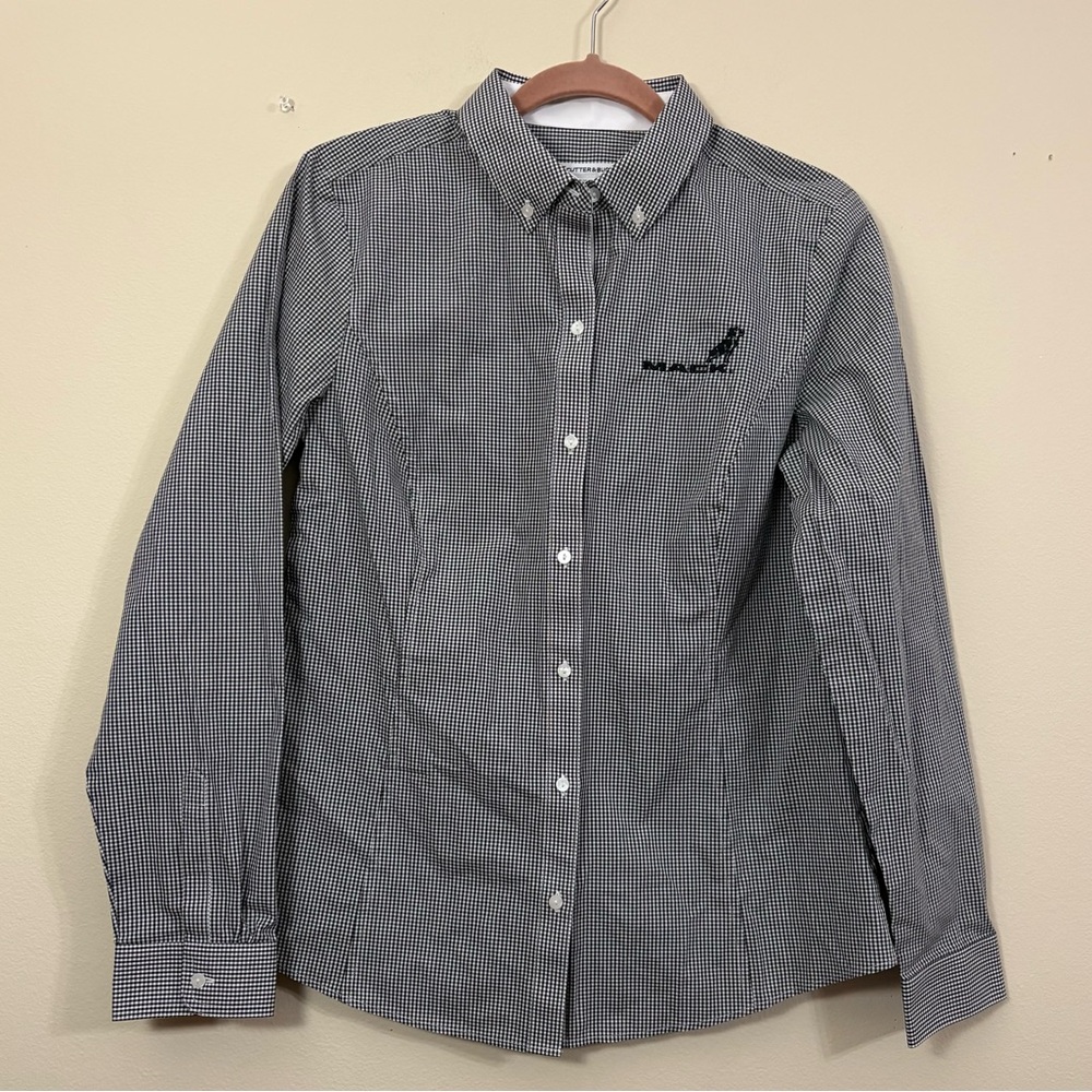 Mack Trucker Button Up women’s Large cutter & buck black & white gingham cl